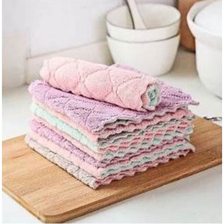 Kain Lap Tangan Microfiber Anti Minyak Lap cuci piring gelas 14x21cm