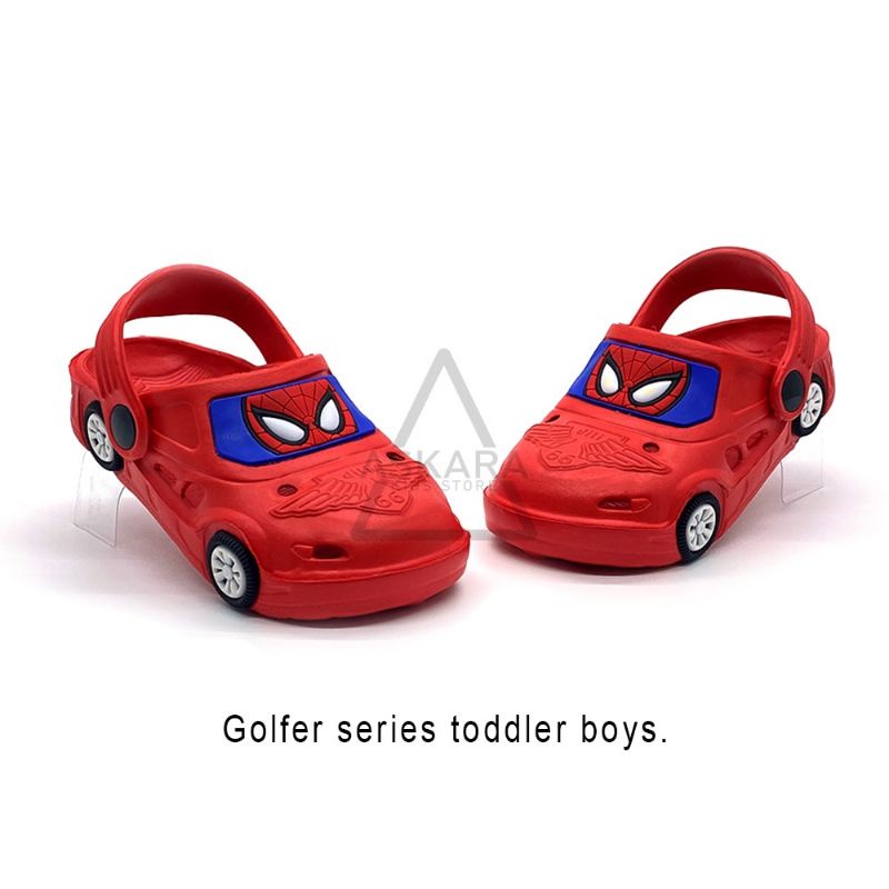 Sandal anak cowok usia 0/4,5 thn tali belakang motif mobill karakter spiderman bolla wings