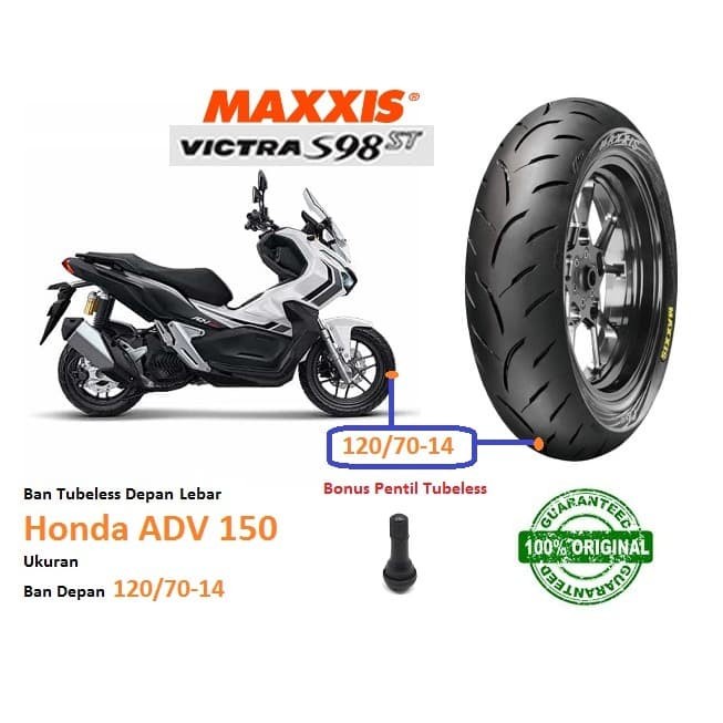 BAN TUBELESS DEPAN LEBAR HONDA ADV 150 ADV150 MAXXIS VICTRA S98ST ORIGINAL