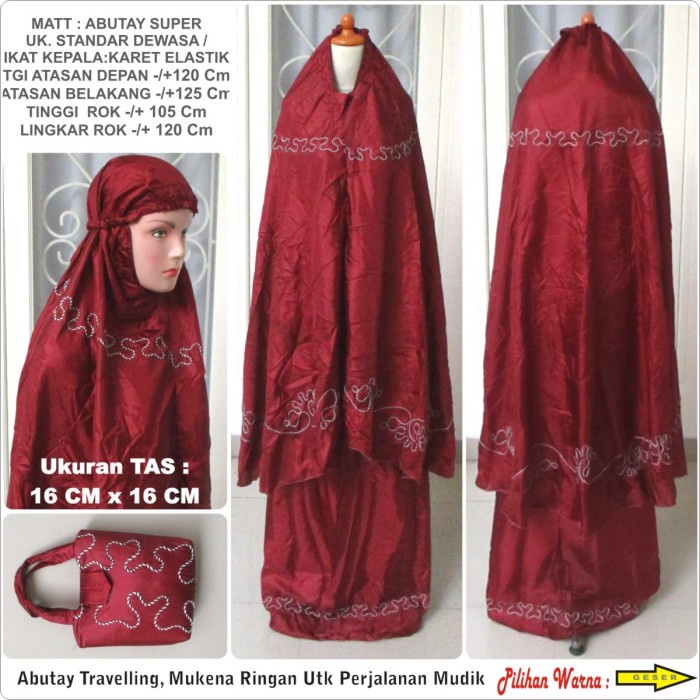 Mukenah Traveling LING ABUTAI ABUTAY SUPER KOMBINASI WARNA TALI KUR Putih X7E5 Mukena Polos Dewasa R