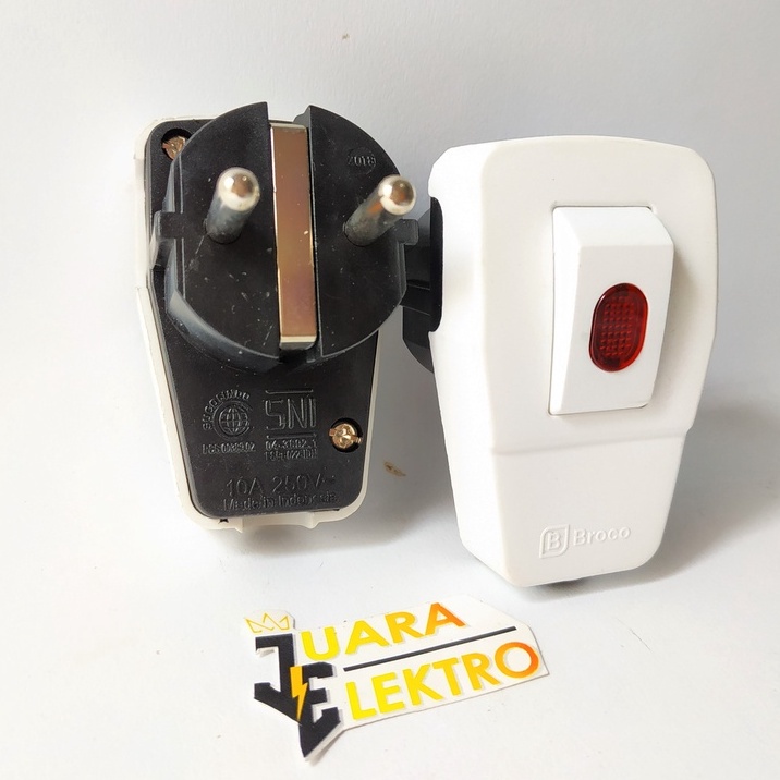 (1 PCS) Steeker Saklar + Lampu BROCO | Steker Saklar Dengan Lampu Merk Broco