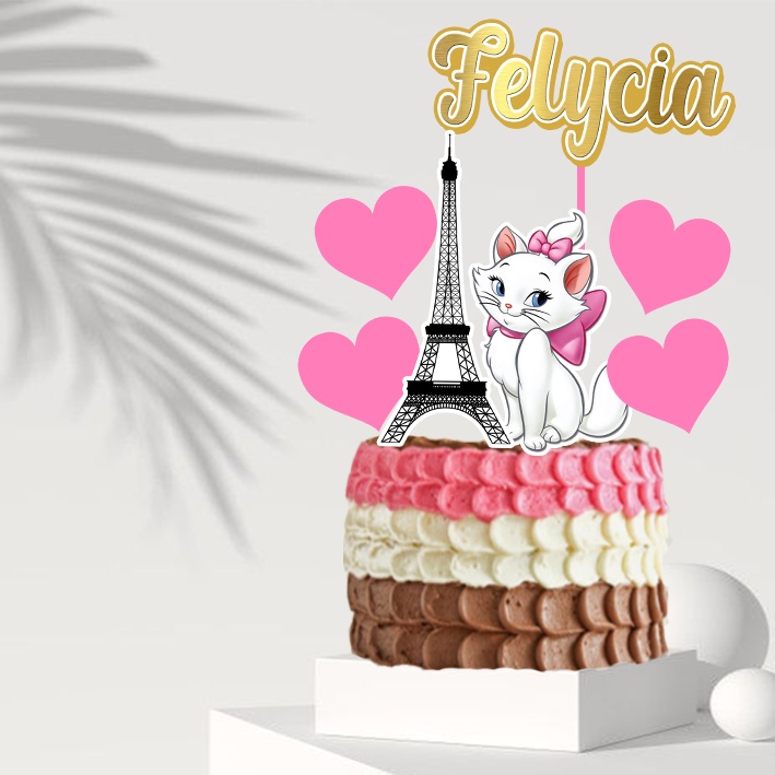 Marie Cat Kucing Love Topper Cake Birthday / Hiasan Kue Ulang Tahun