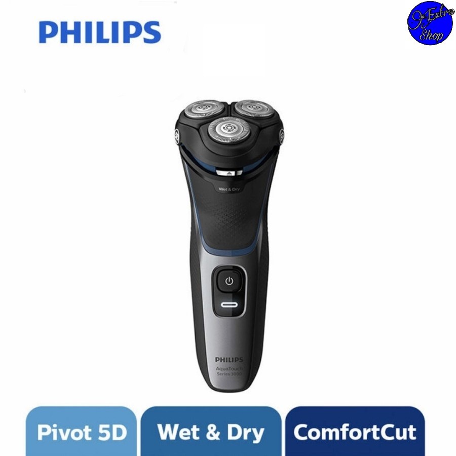 Philips S3122/51 Pencukur Listrik 3000 Series - Hitam, Baterai, 60 Menit Penggunaan