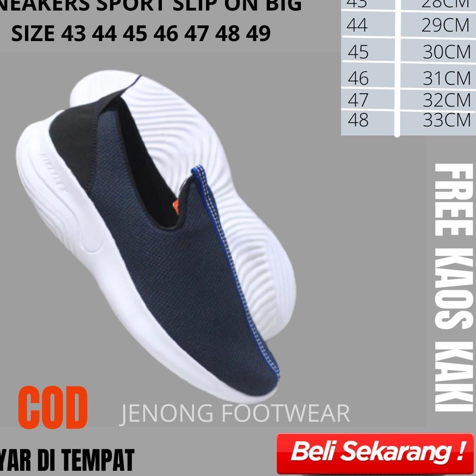 Stok terbaru SEPATU SLIP-ON CASUAL OLAHRGA LARI BIG SIZE SEPATU PRIA UKURAN JUMBO SEPATU SNEAKERS KU
