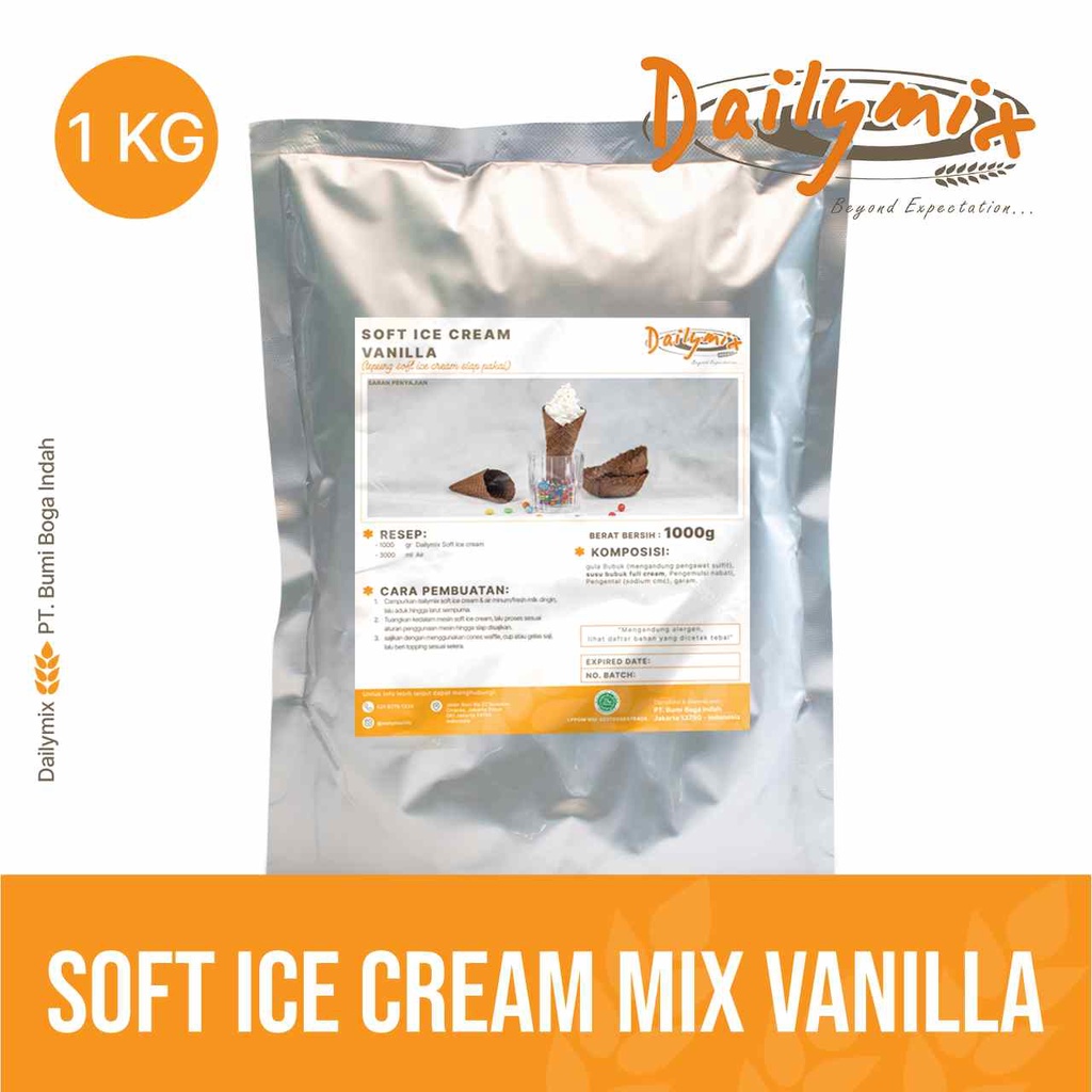 

( Dailymix) Soft Ice Cream Vanilla Instant Mix / Ice Cream Powder Instant / Bubuk Ice Cream / Bubuk Es Krim Vanilla