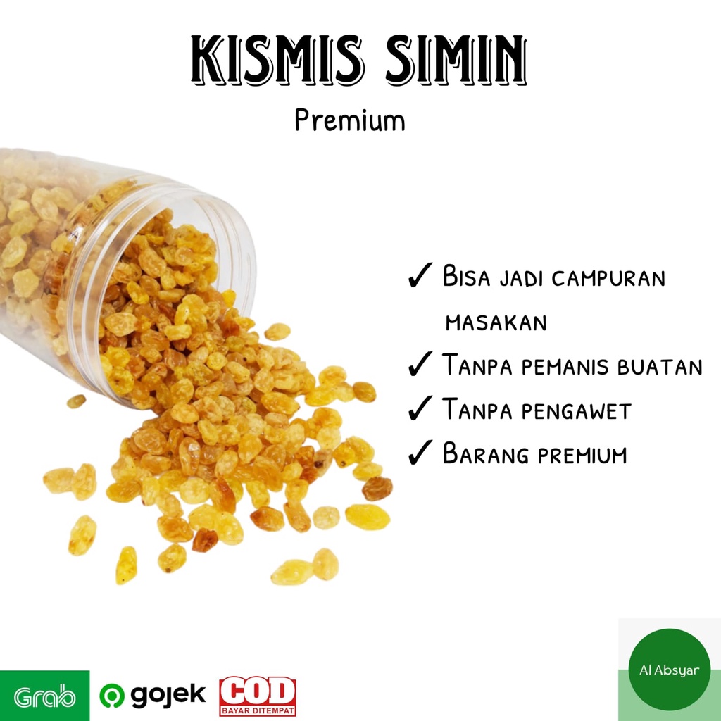 

Kismis Manis Simin 500 gram Kismis Mutiara Oleh-Oleh Haji dan Umroh Kismis Premium