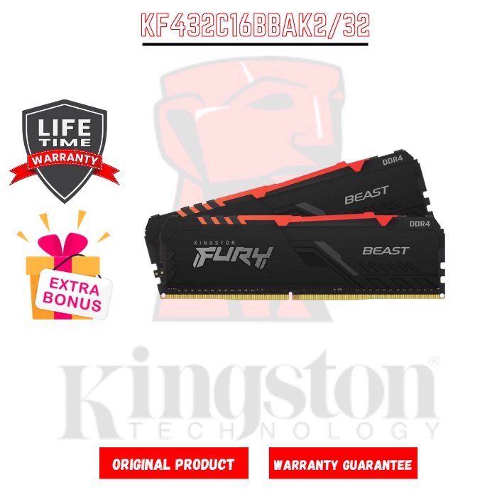 KINGSTON KF432C16BBAK2/32 | Fury Beast RGB 32GB (16GB x2) 3200MHz