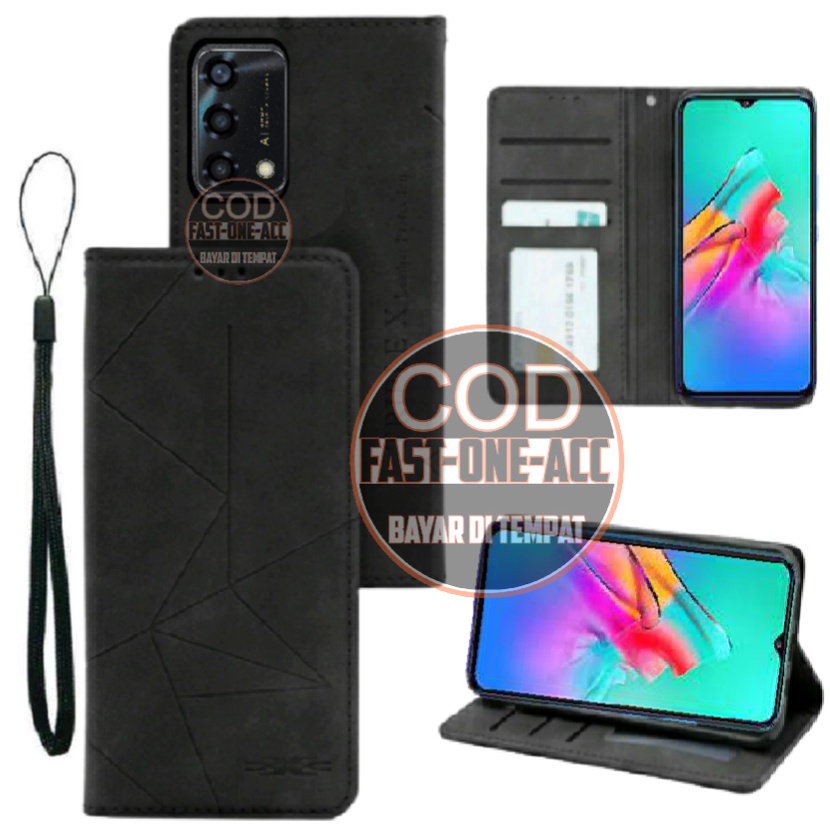CASE HP OPPO A95 - CASING DOMPET MOTIF -FLIP  COVER LEATHER-SARUNG HP