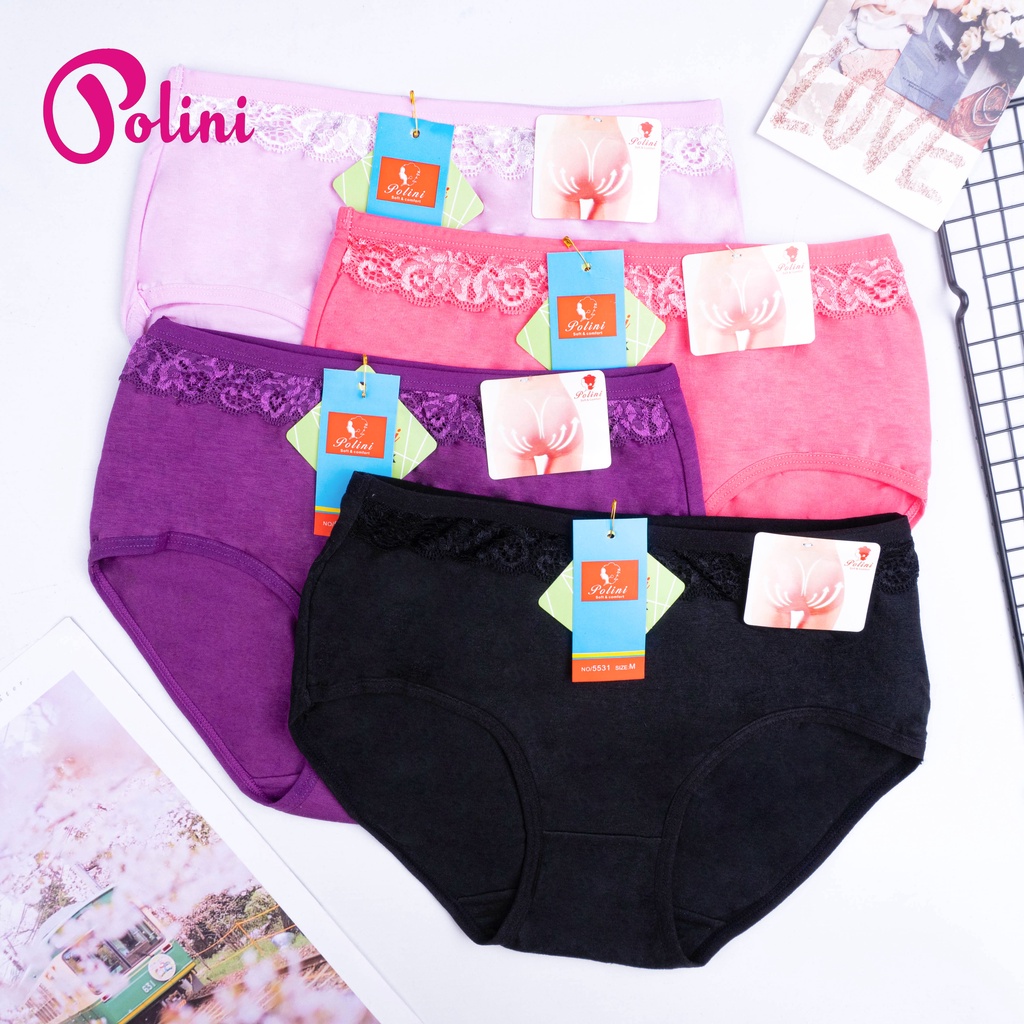 BEE - Celana Dalam Wanita POLINI List Renda Cd Undies Mid Waist Pakaian Dalam Wanita 5531