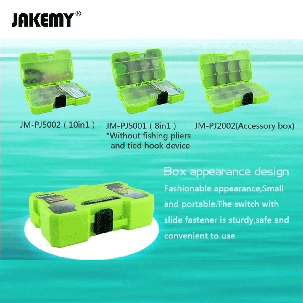 Jakemy Kotak Fishing Accessories Toolbox Kit with Storage Box Original JM-PJ5002 Green