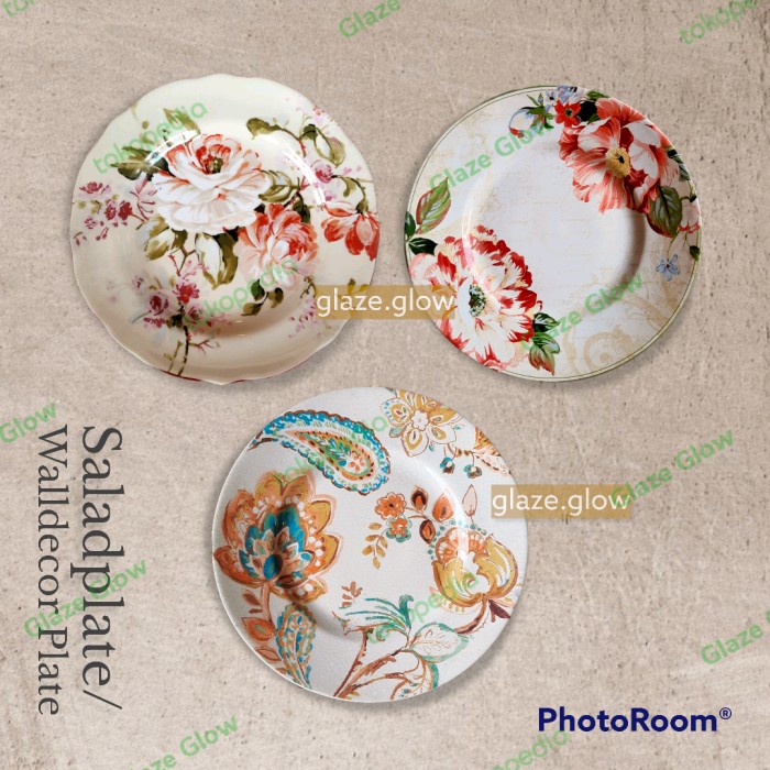 SET WALLDECOR FLOWERY VINTAGE PIRING HIASAN PAJANGAN DINDING AESTHETIC