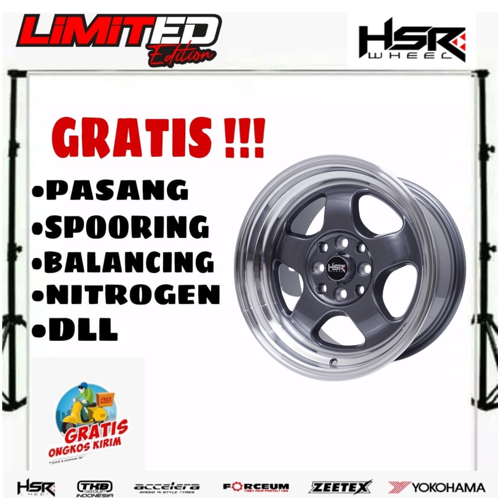 PELEK MOBIL RING 15 TAPAK LEBAR 7/8 VELG MOBIL BRISKET HSR R15X7/8 H8X100/114,3 ET40/33 GREY/ML
