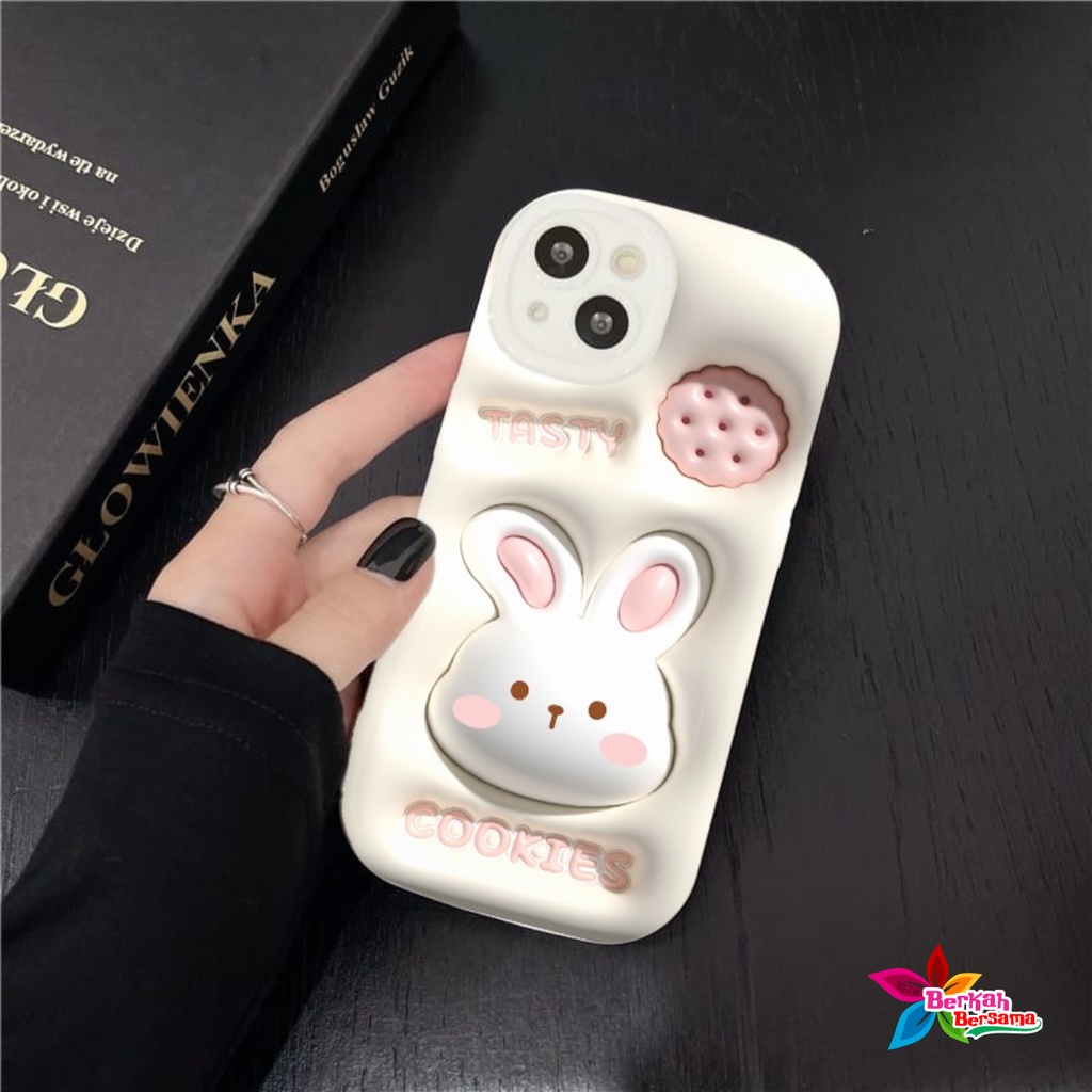 SS149 SOFTCASE MOTIF AKSEN 3D COOKIES RABBIT FOR IPHONE 6 6+ 7 8 SE 2020 7+ 8+ X XS XR XS MAX 11 12 13 14 PRO MAX BB7848