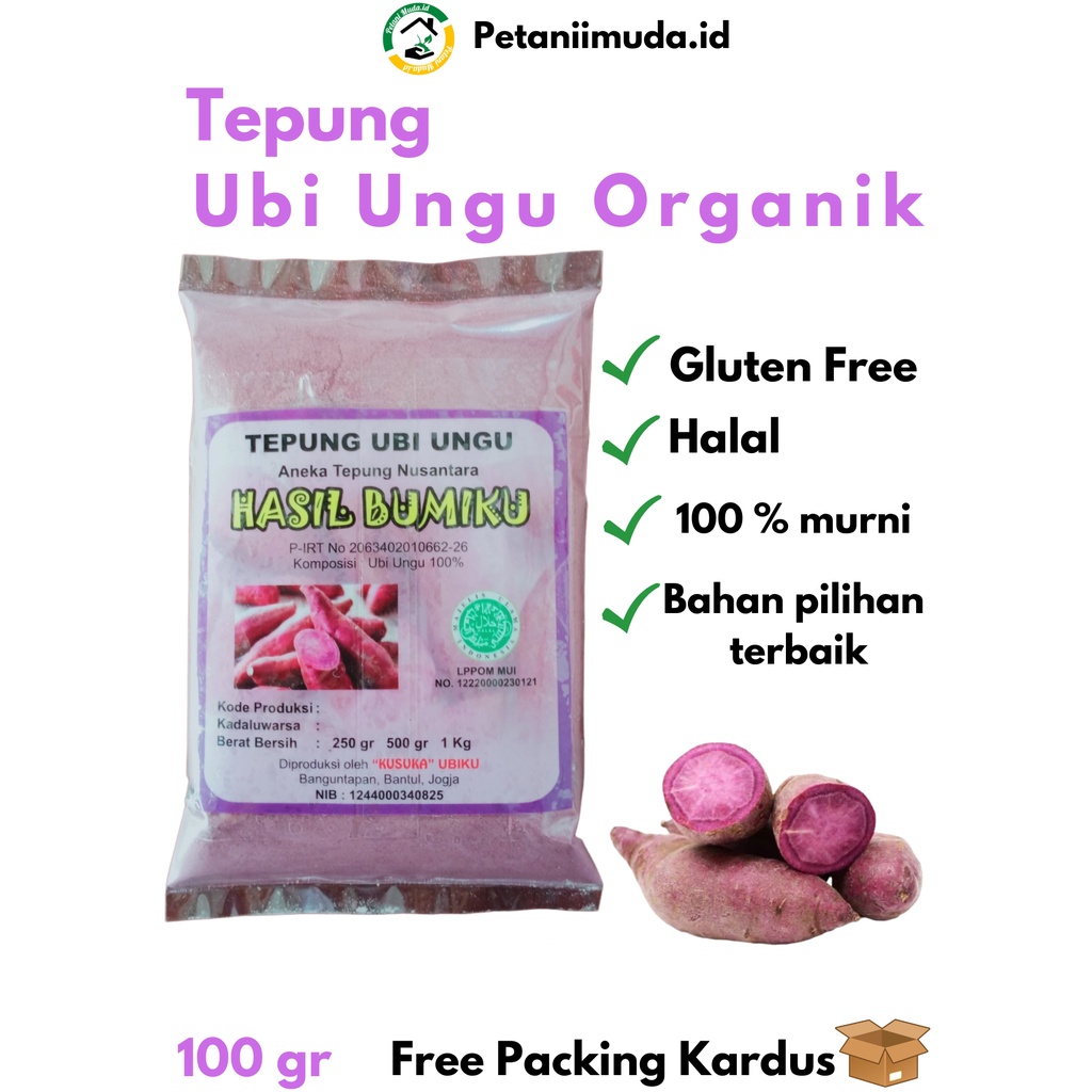 

Tepung Ubi Ungu Organik kemasan 100 gram/Tepung MPASI Ubi Ungu Organik/Tepung Ubi Ungu Gluten Free Organik