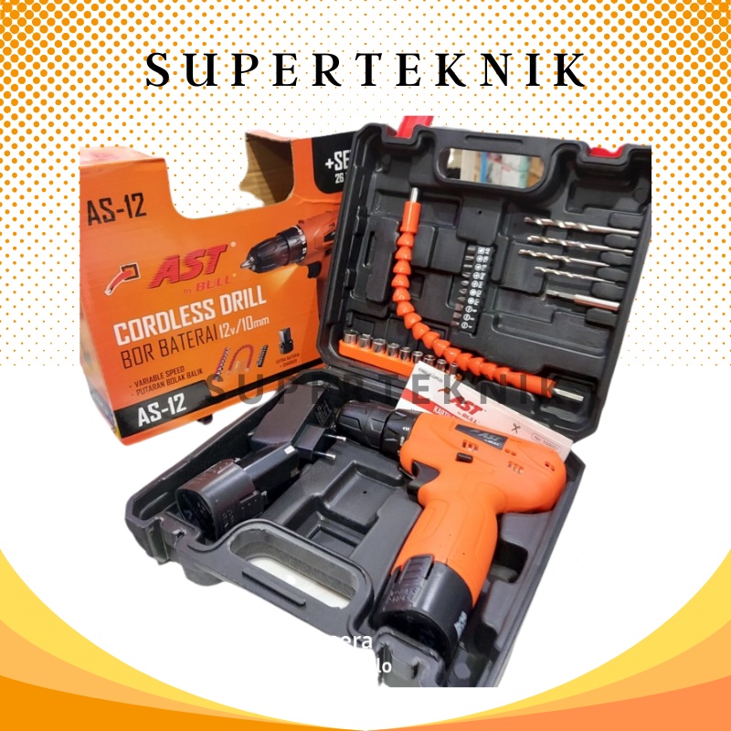 Bor Baterai Cordless Drill AST Bull AS-12V Bor Cas 10MM AST AS12V / Mesin Bor Cordless AST 12V AS12 