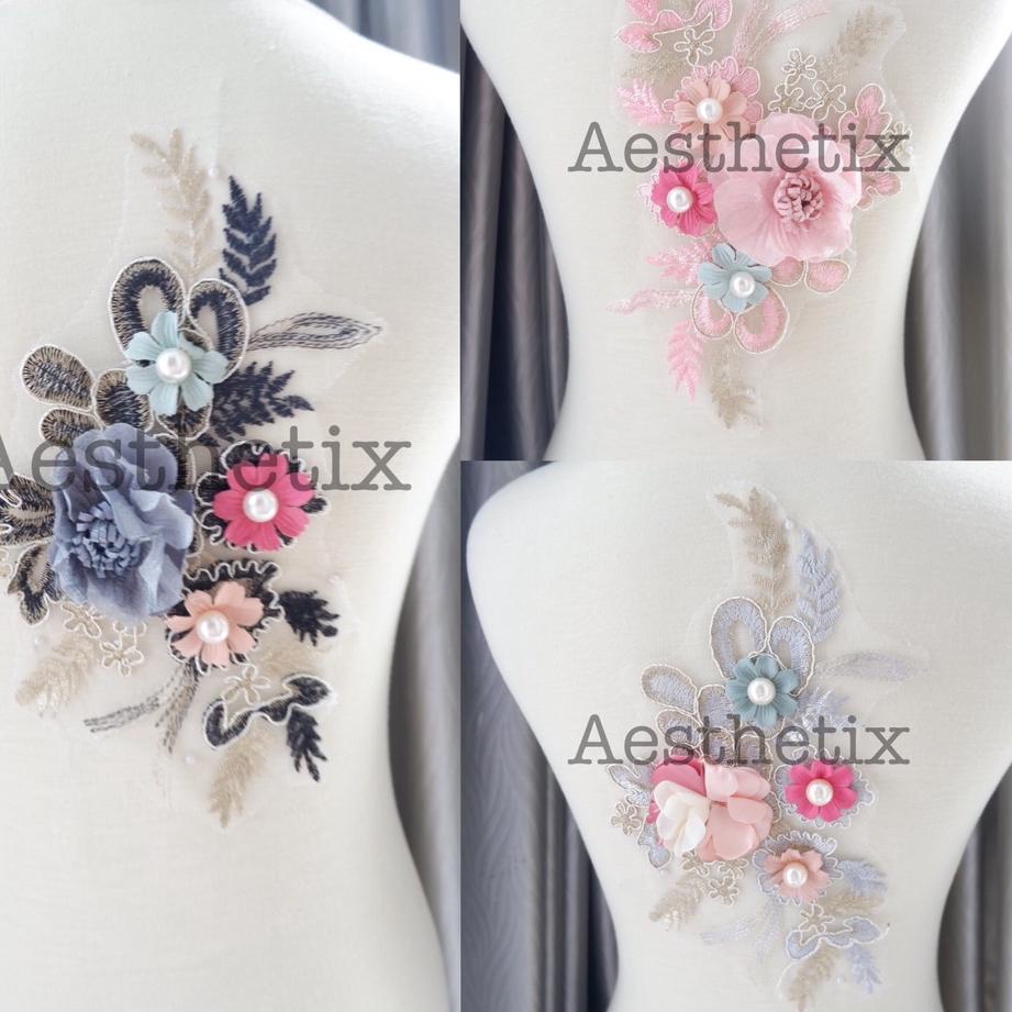 Produk Terbaik Patch Bordir Lace Bordir 3d Renda Bordir Embroidery Bunga Bordir PLY003