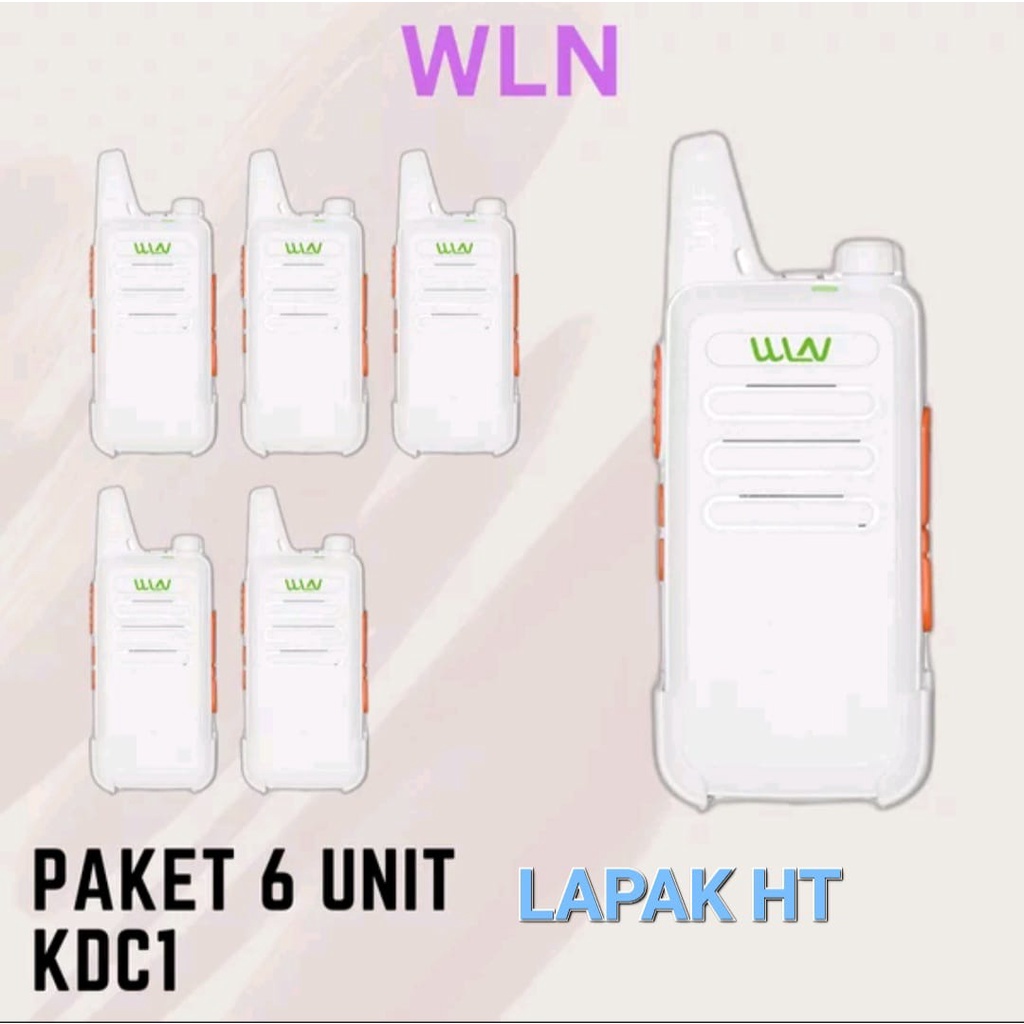 Paket 6 Unit HT Walkie Talkie WLN KDC1 UHF Putih Radio Handy Talky WLAN KD C1 Singel band