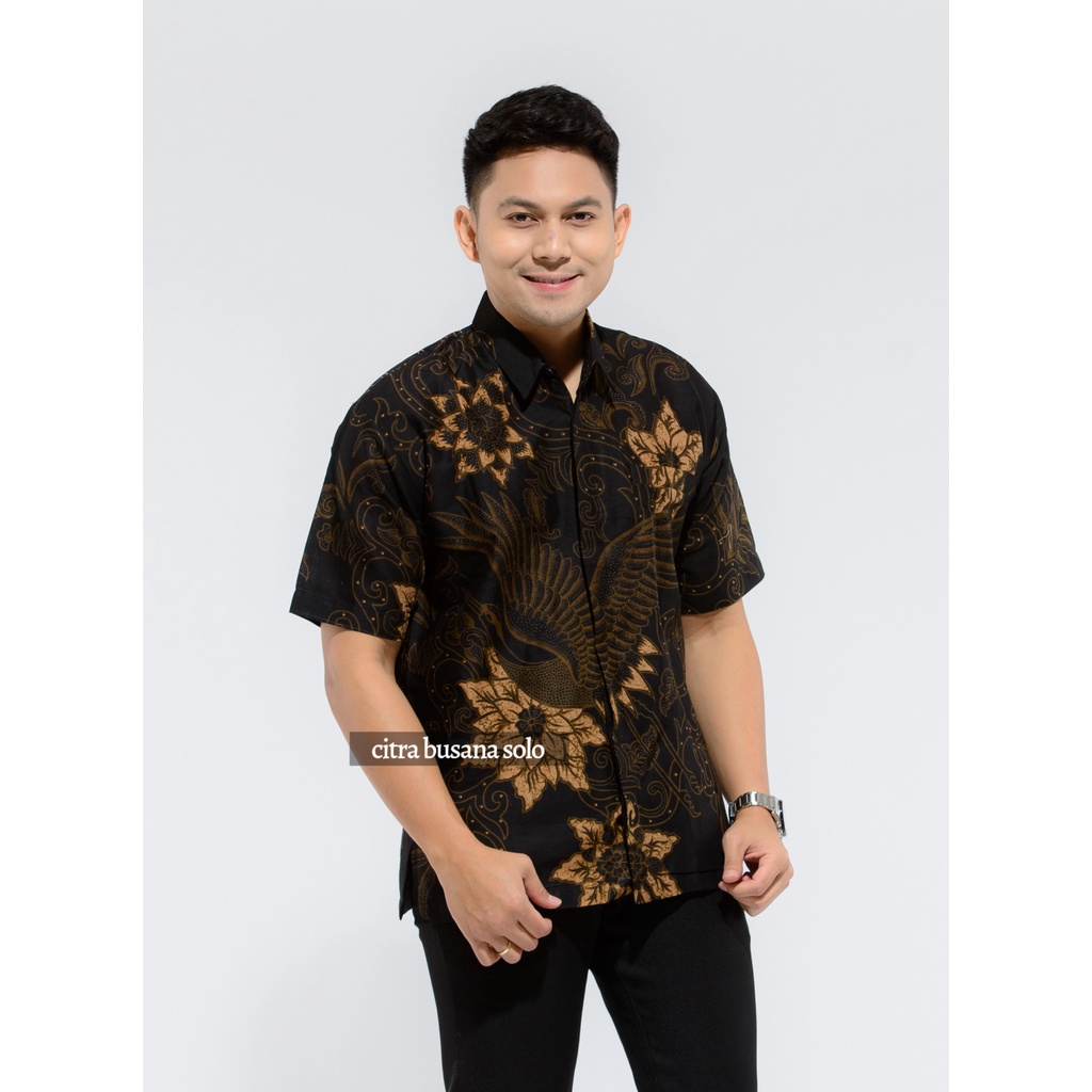 BAYUSUTA PENDEK Kemeja Batik Pria Full Furing Bahan Katun Sragenan