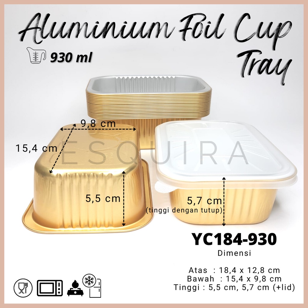 Aluminium Foil Cup Tray Gold + Lid / 10 PCS / YC184-930