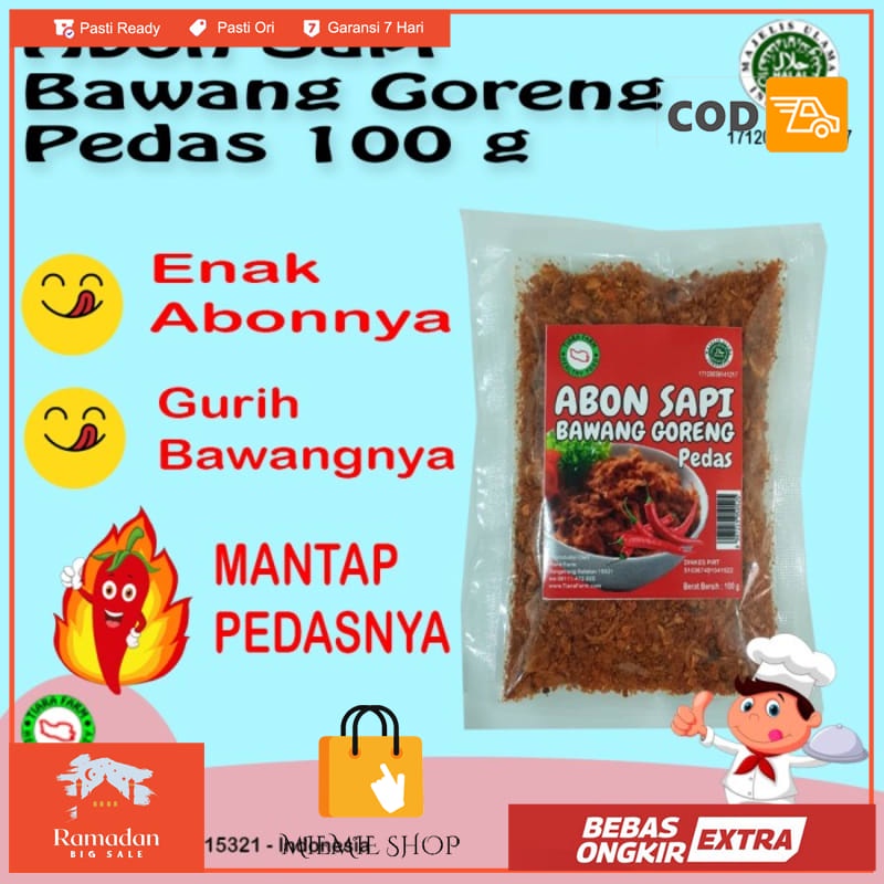 

Abon Sapi Bawang Goreng Pedas 100 g Spicy Beef Floss Tiara Farm