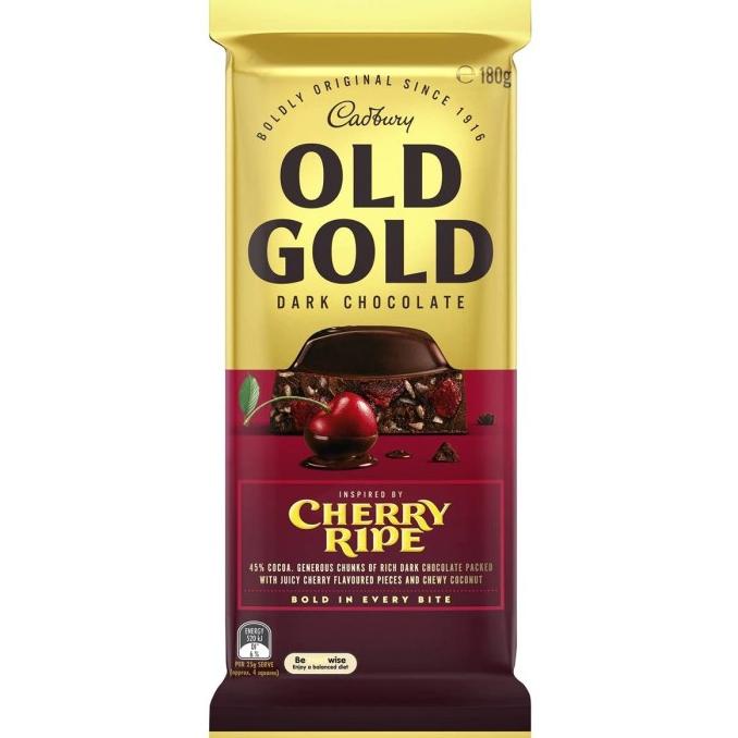 

@@@@] Cadbury Old Gold Dark Chocolate Cherry Ripe Block 180g - Australia