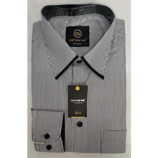 KEMEJA PRIA CARPARELLI WARNA HITAM GARIS PUTIH