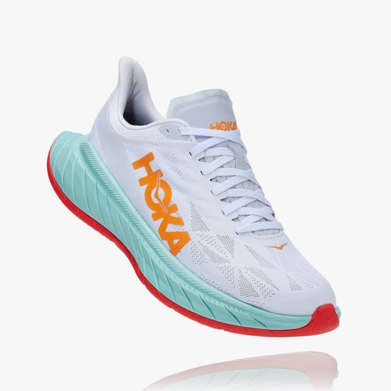 Sepatu lari hoka one one carbon x2 white tosca