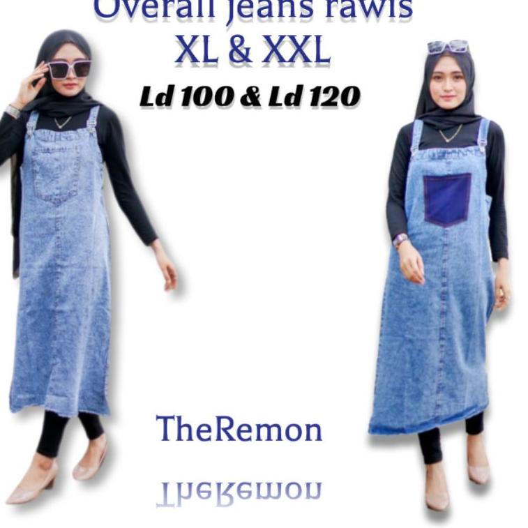 BEST SELLER PROMO OVERAL JEANS FIT XL & XXL/OVERAL JEANS BIG POCKET JANETA/OVERALL ROK KODOK JEANS/O