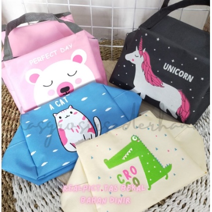 TAS BEKAL MAKANAN MURAH LUNCH BAG VERSI LOKAL BAHAN D 600 MURAH TANPA LAPISAN ALUMUNIUM FOIL | FADHILAH SHOP BJB