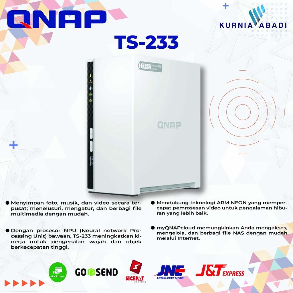 QNAP TS-233 2GB RAM 2Bay Home NAS Personal Privat Cloud Storage