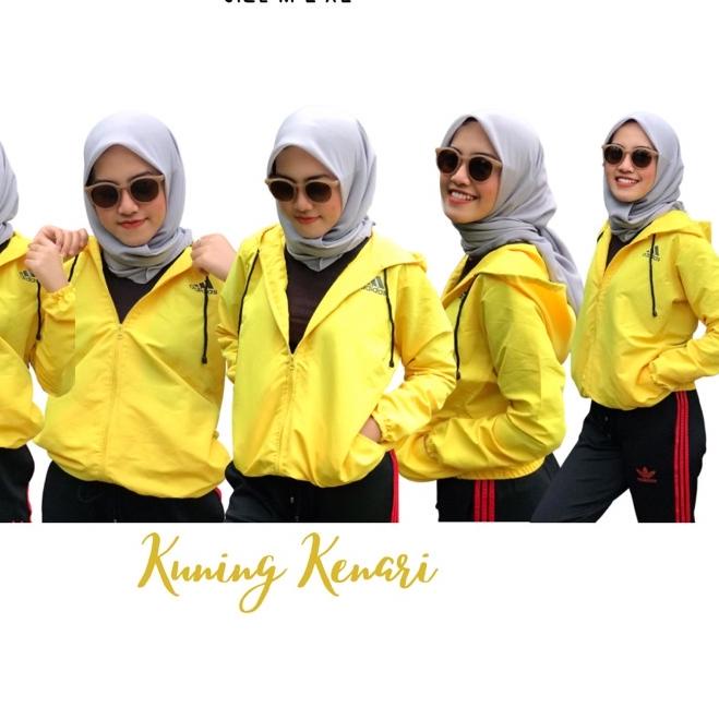 ❄ Jaket taslan kuning hoodie / jaket kuning olahraga /jaket running / jaket zumba / jaket aerobik ▼