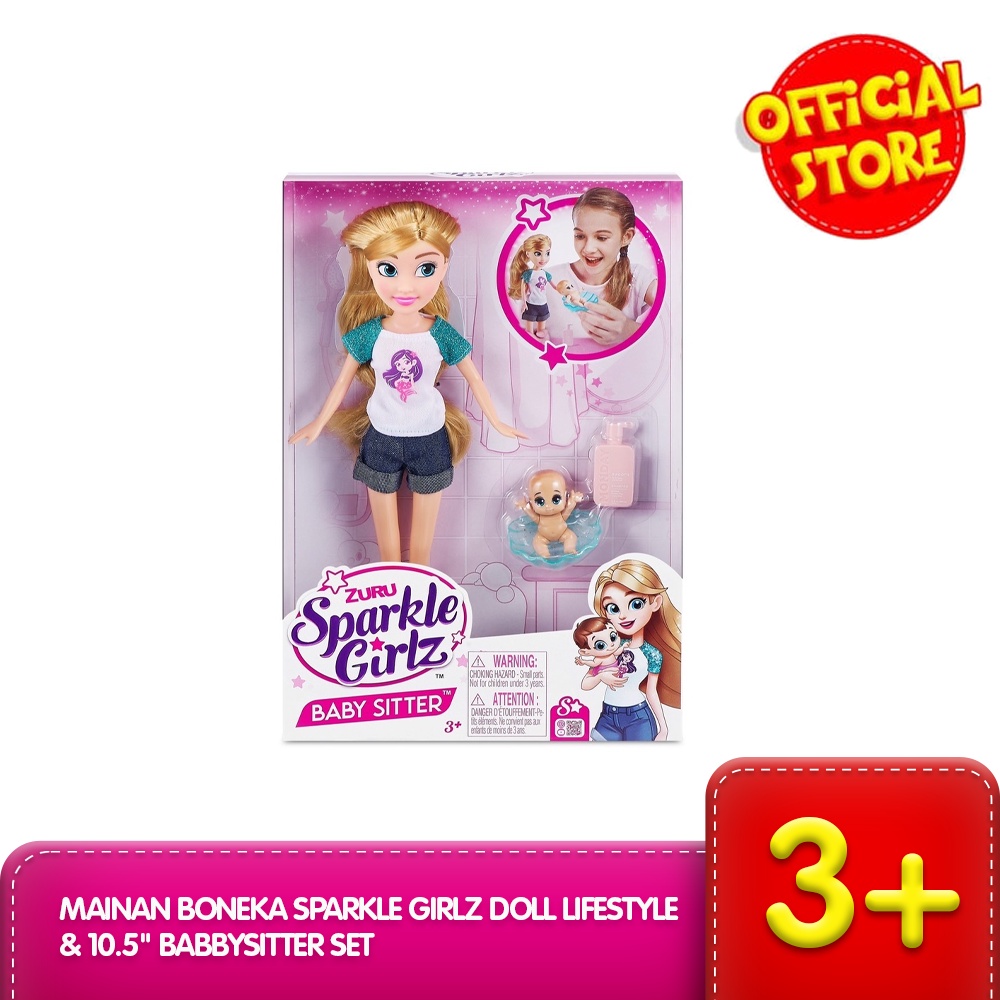 Mainan Boneka SPARKLE GIRLZ Doll Lifestyle &amp; 10.5" Babbysitter Set