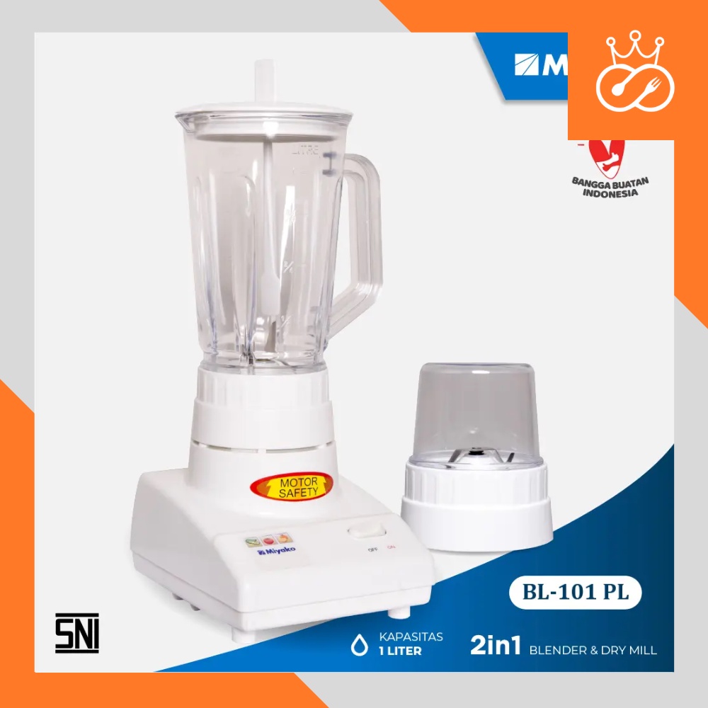 Blender Miyako BL-101 PL 2in1 | Blender Plastik Premium kapasitas 1 Liter