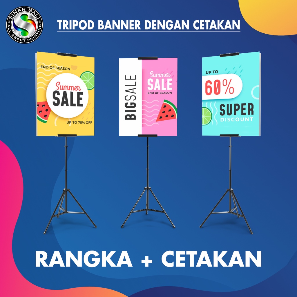 CETAK + Tripod Banner / Tripod Stand Banner / Tripod Banner 2 Sisi