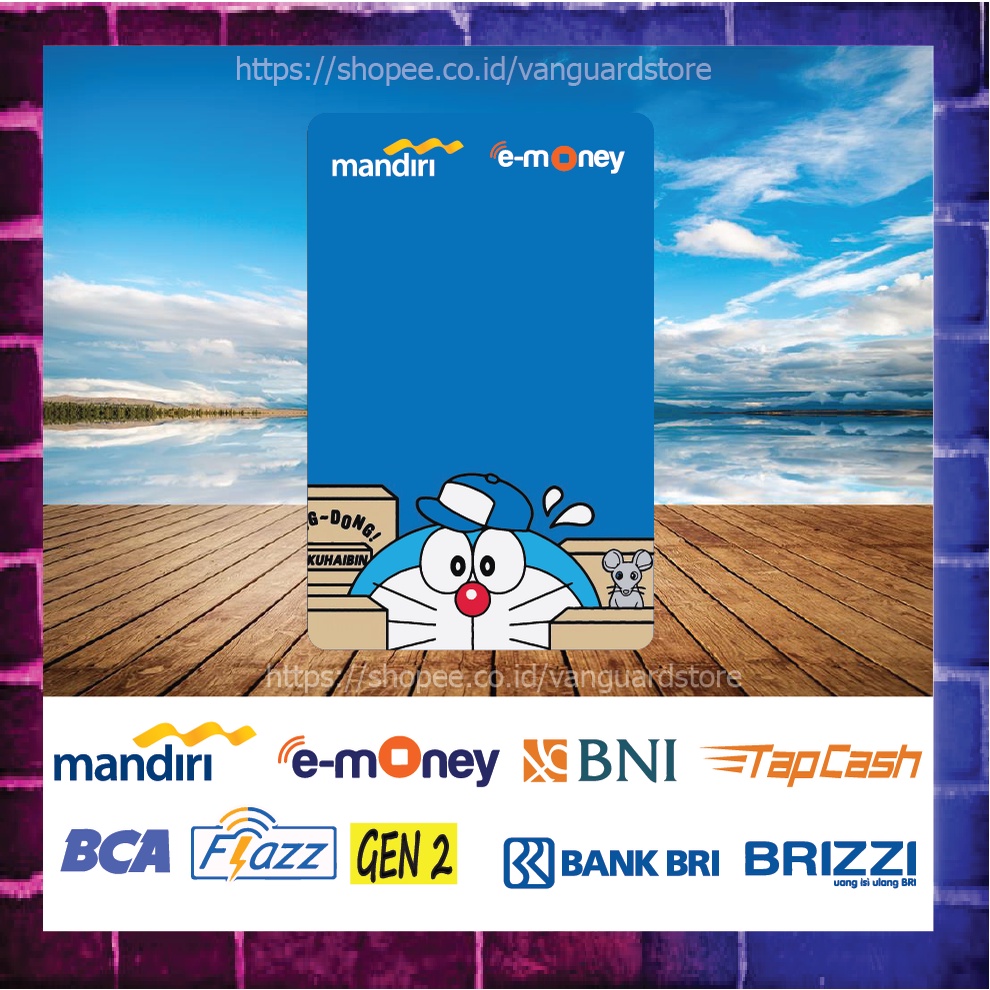 KARTU E MONEY E TOLL GAMBAR DORAEMON DAN TIKUS KARTUN EMONEY MANDIRI FLAZZ BCA BNI TAPCASH BRIZZI BRI - 1 SISI