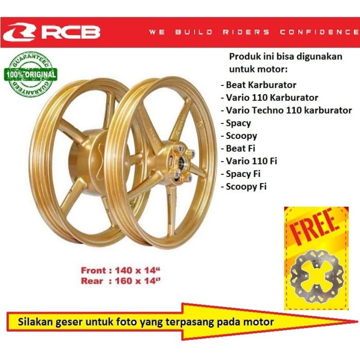 Velg Racing Boy RCB SP522 Matic ring 14 Beat Scoopy Spacy Vario 110 Fi ORIGINAL