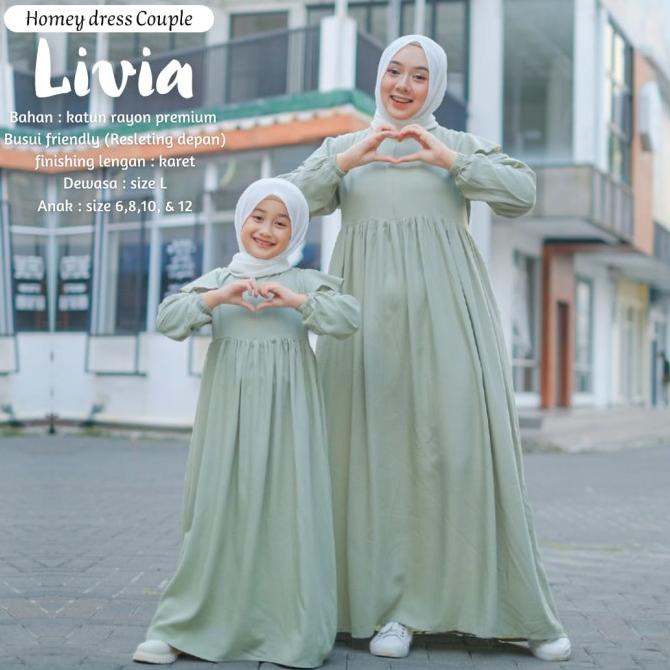 Gamis Ibu Anak Homey Dress Couple LIVIA Gamis Couple Katun Rayon