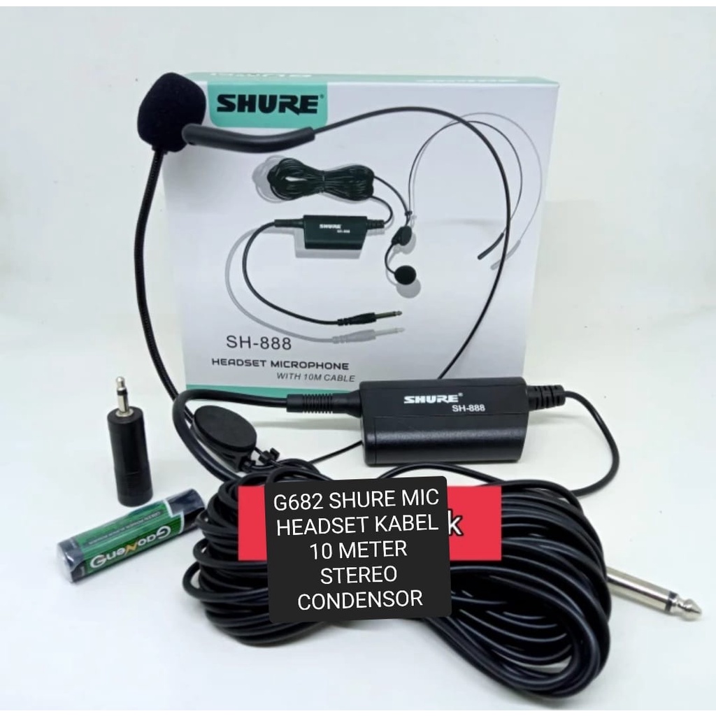 G682 MIC KABEL SHURE HEADSET 10 METER BANDO KLIP CLIP MIK MIKROPON MIKROPHONE CABLE MICROPHONE KARAOKE VOKAL VOCAL ARTIS PROFESIONAL PRO SOUND BEST SISTEM AUDIO PANGGUNG LEGENDARY DYNAMIC PENGERAS SUARA HIFI  SENSITIF MC PIDATO SEMINAR CERAMAH ACARA PORTA