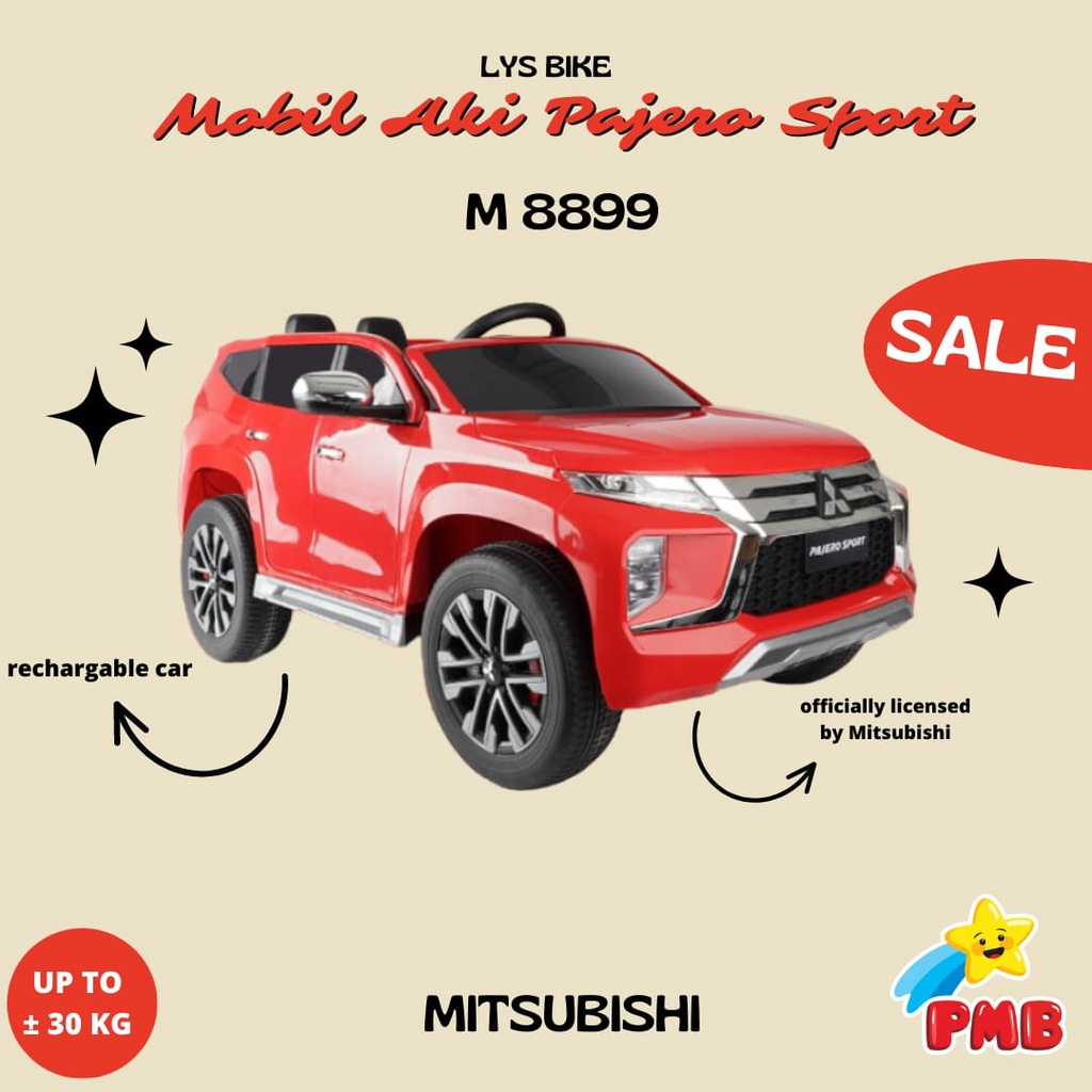 Mobil Aki PMB Mitsubishi Pajero Sport M 8899 / Mainan Anak Mobil Mobilan Remote Control Remot Kontro