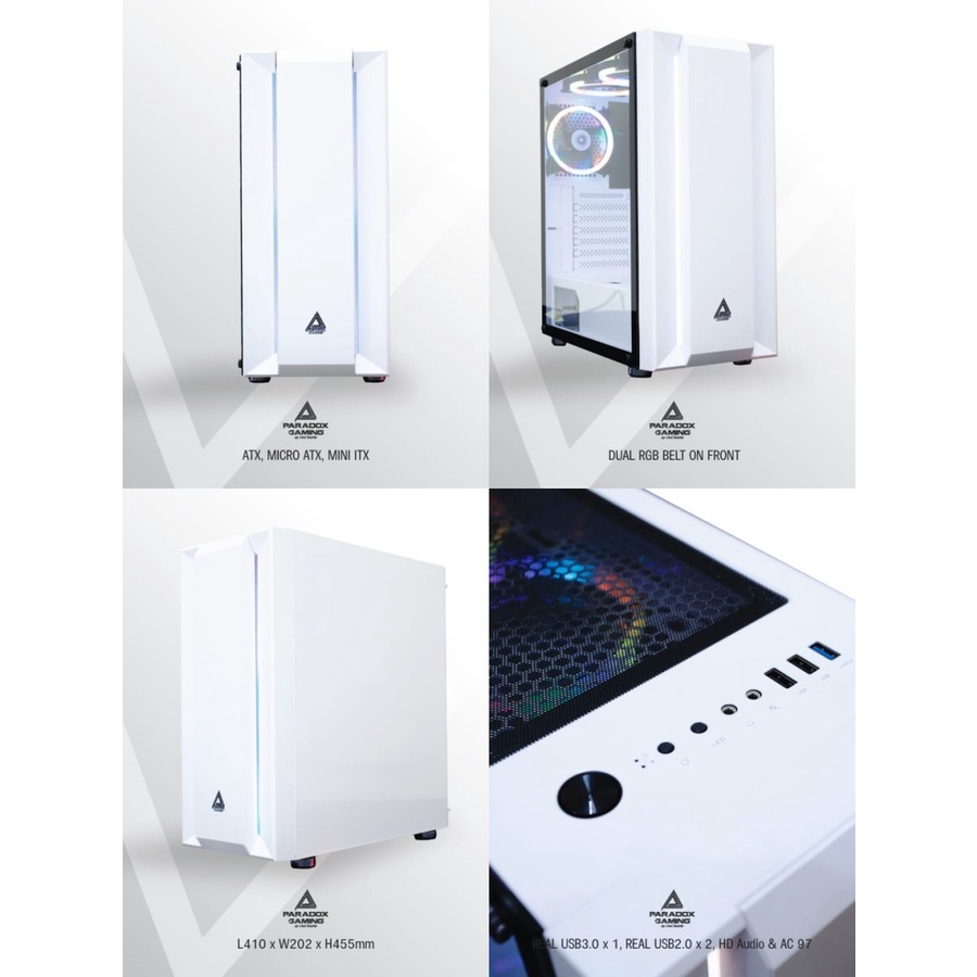 Casing Komputer Paradox Gaming Antartica include 3Fan 12cm RGB / PC Case ATX