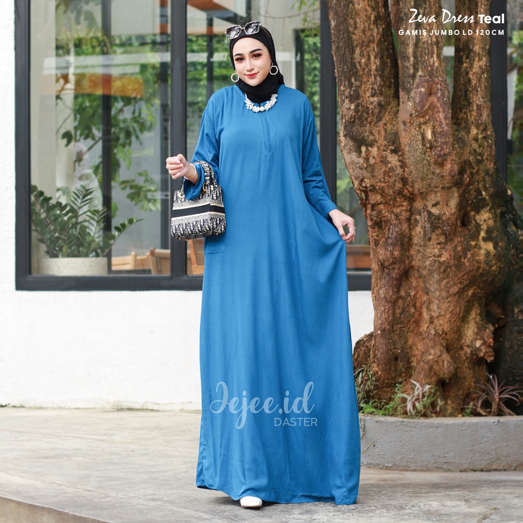 DASTER GAMIS POLOS JUMBO LD 120 ZEVA LONG DRESS RAYON BUSUI