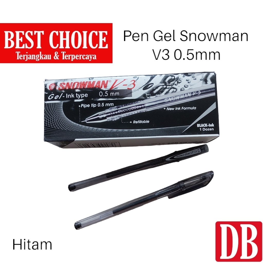 

Gel Pen / Ballpoint / Pulpen Snowman V3 0.5 mm Hitam
