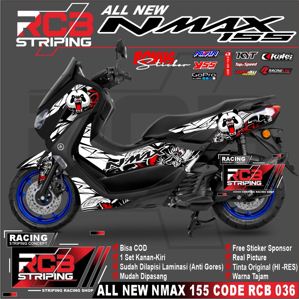 COD sticker Striping body motor nmax new 2020 setiker polet yamaha nmax 155 new 2020 - 2023 .Rcb 036