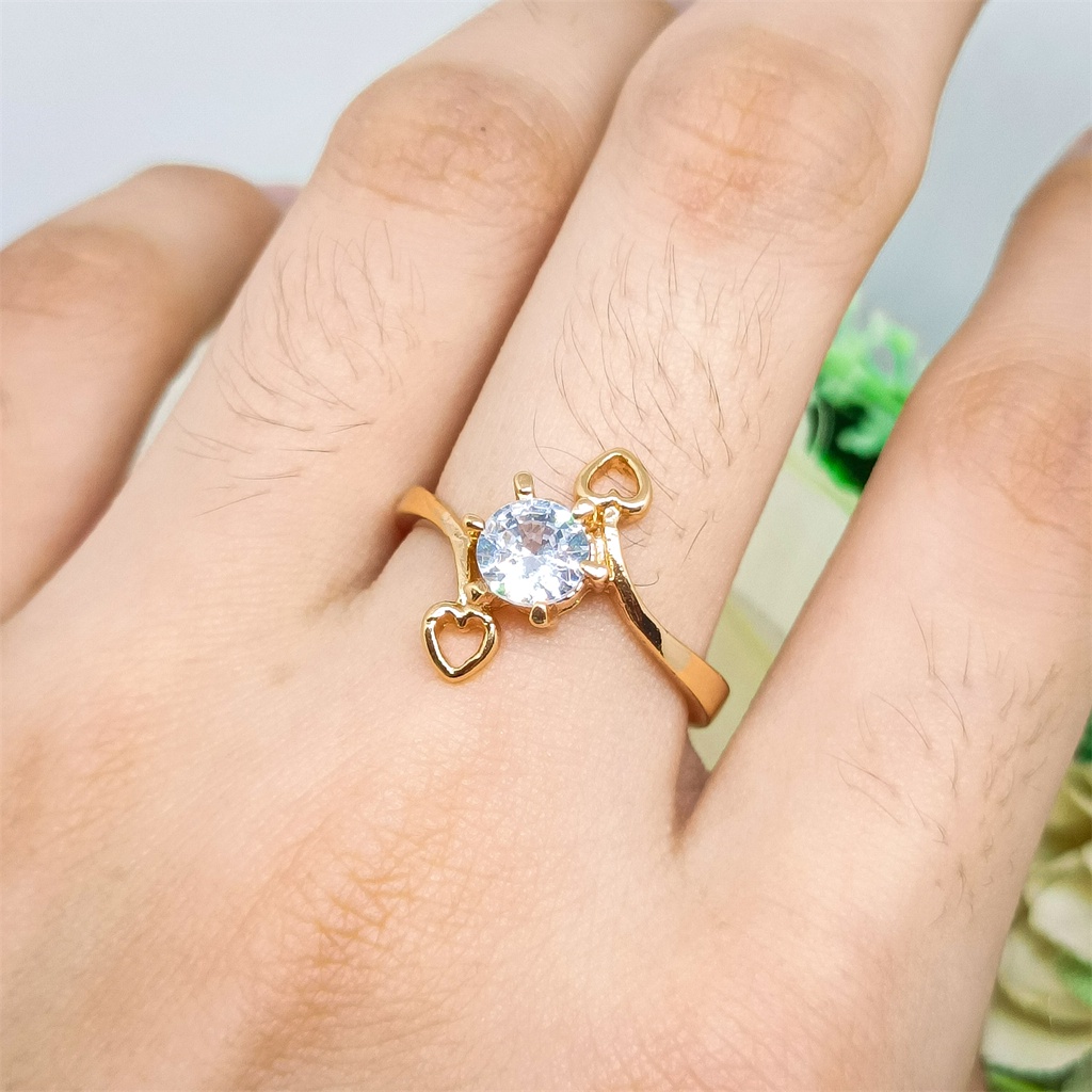 Jewelry Cincin Titanium Wanita Emas Muda Anti Karat Asli Emas Couple Dewasa Dan Luntur Logam Asesoris Rosegold