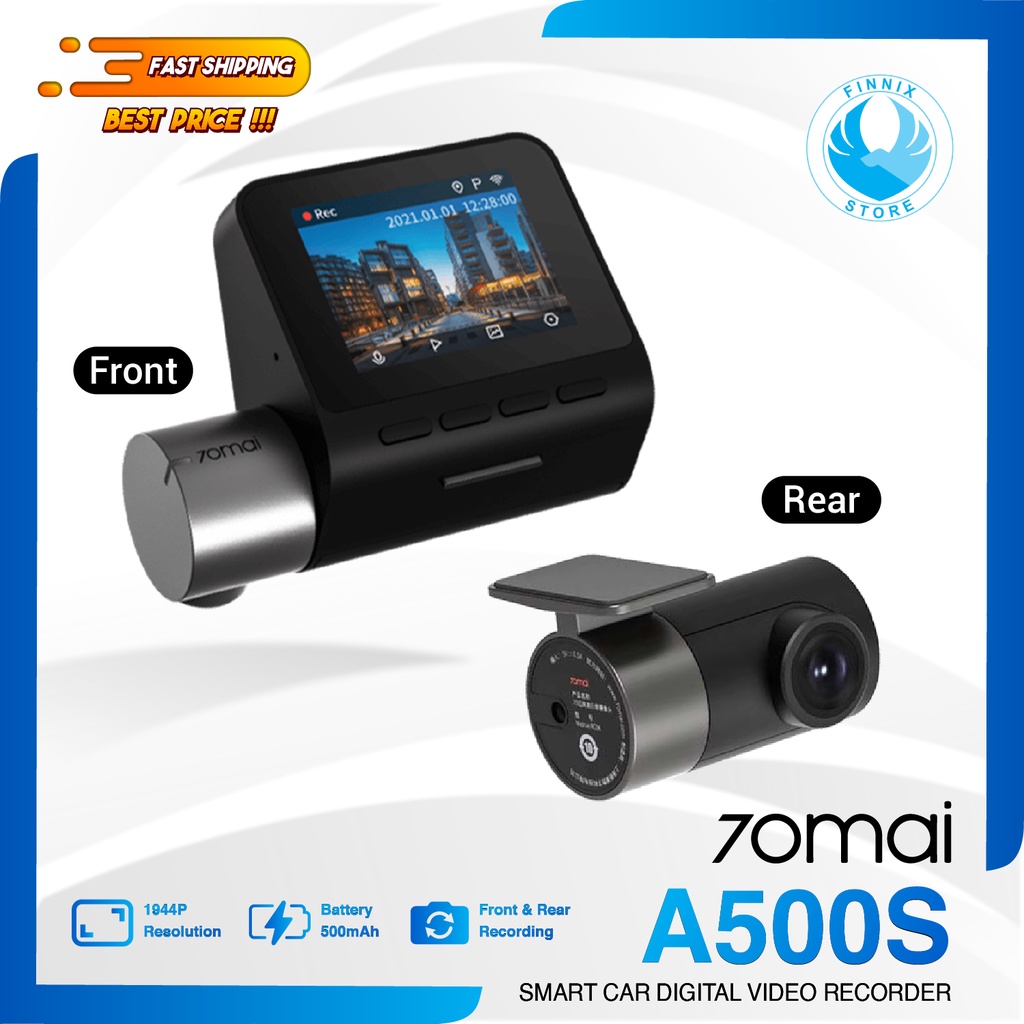 70mai A500S Dash Cam Pro Plus + Rear Cam Set 1944P - Kamera Mobil