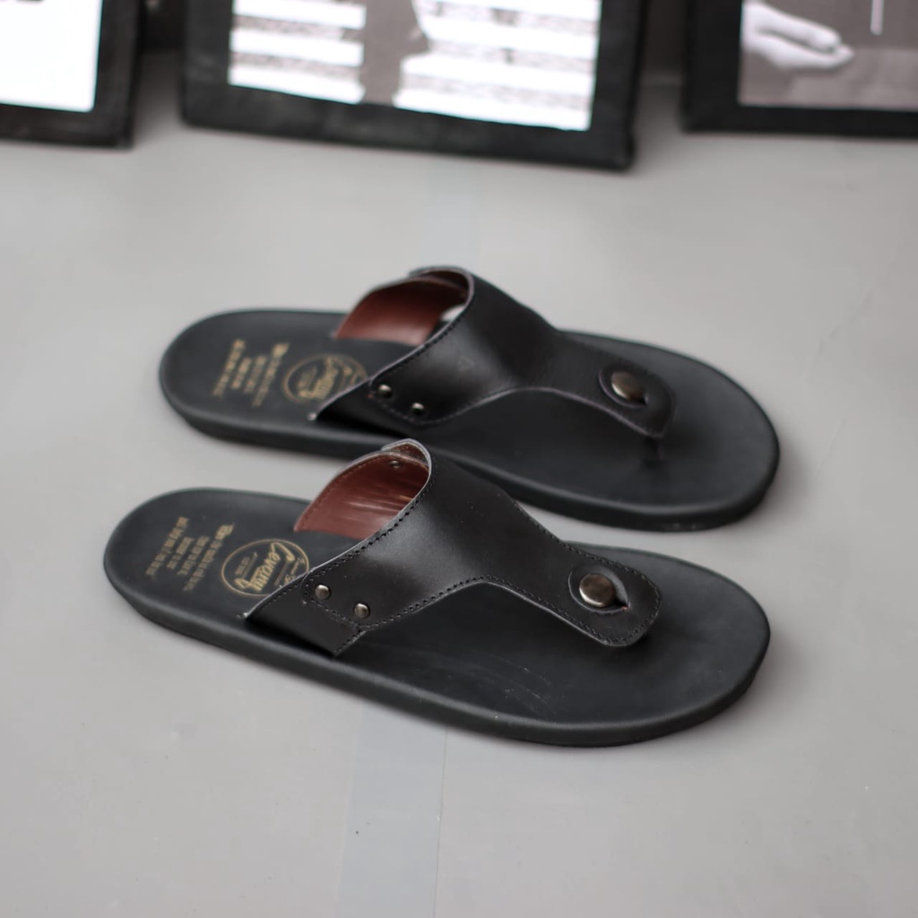 ENOZ X GEOV - Sendal Jepit Casual Pria Original Handmade Slop Sandal Japit Kulit Sapi Asli murah nyaman kuat laki