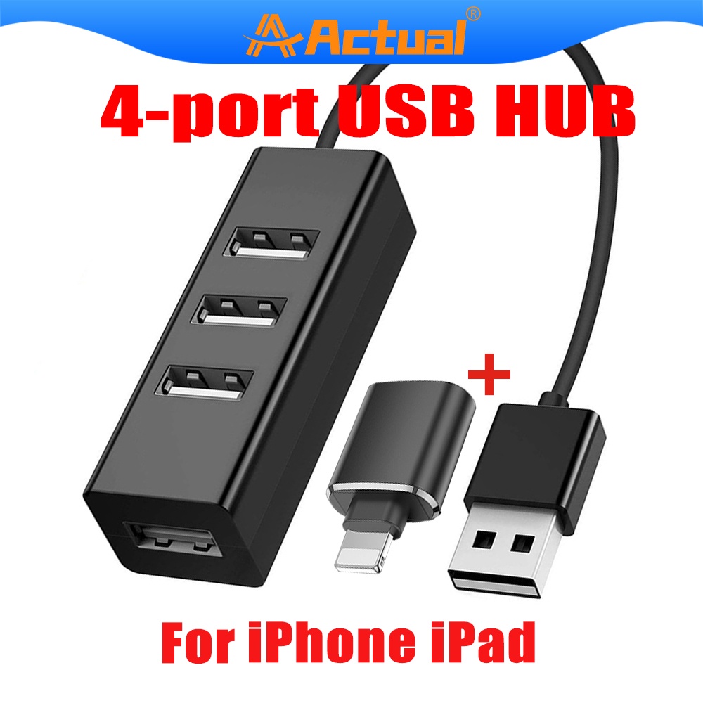 Actual✨OTG iPhone 4 Ports USB HUB Portable Multi Function Original- Garansi Resmi 6 bulan