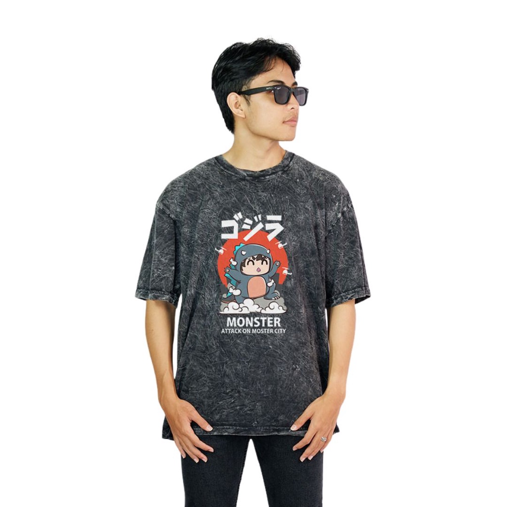 Kaos Oversize Wash Original Endrock Tema Godzilla DTF006