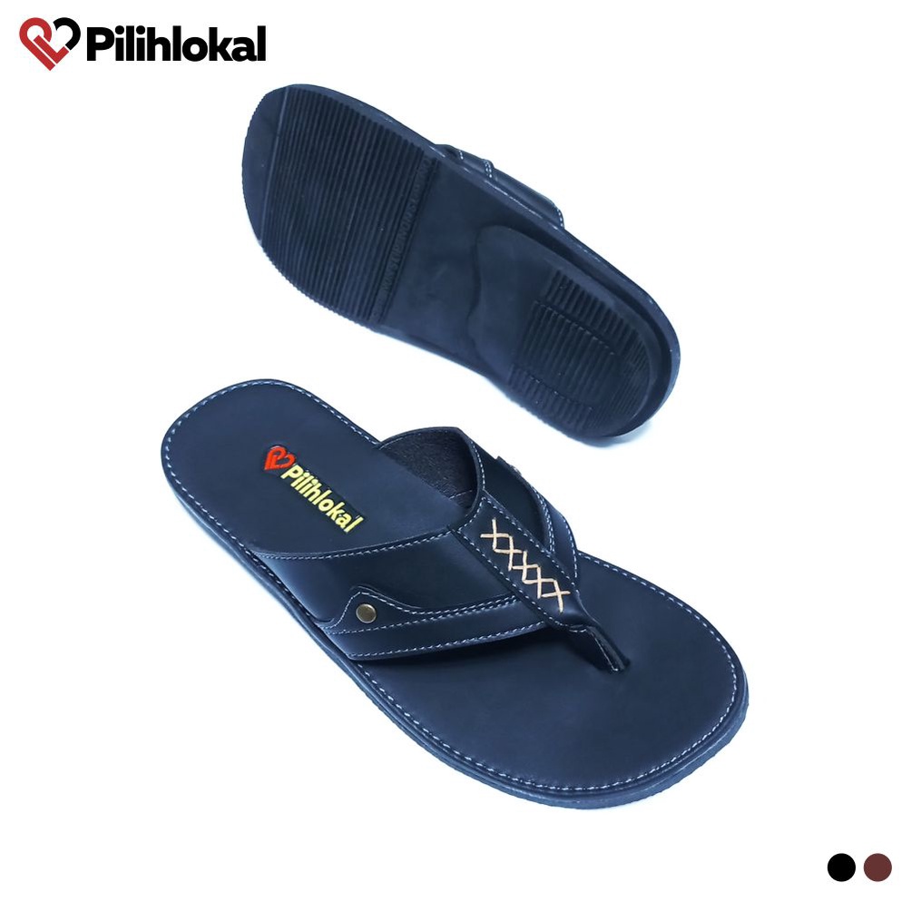 Pilihlokal - Sandal Kulit Pria Dewasa Casual Terbaru 2023 Model Jepit Distro Ukuran Besar Jumbo - Sendal Capit Cowok Remaja Kekinian Bahan Karet Tebal Anti Licin Lentur Murah Terlaris - Alas Kaki Laki Laki Kasual Untuk Undangan Lebaran Warna Hitam Coklat