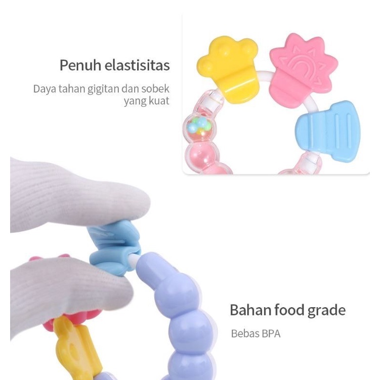 MH - TEETHER RAFFLE - MAINAN GIGITAN GELANG BAYI - TEETHER GENGGAM